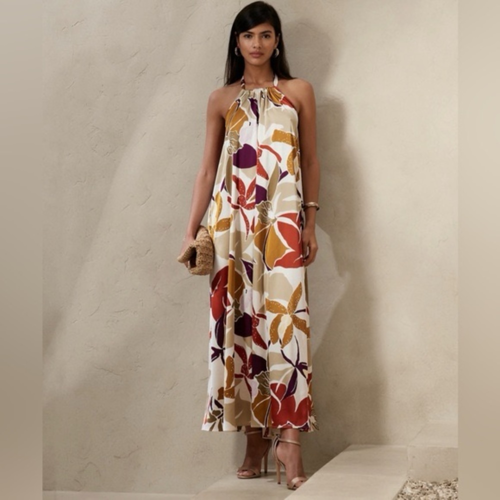 NWT Banana Republic Trapeze Halter Maxi Dress